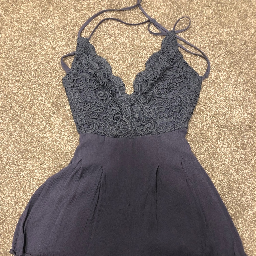 Blue lace romper